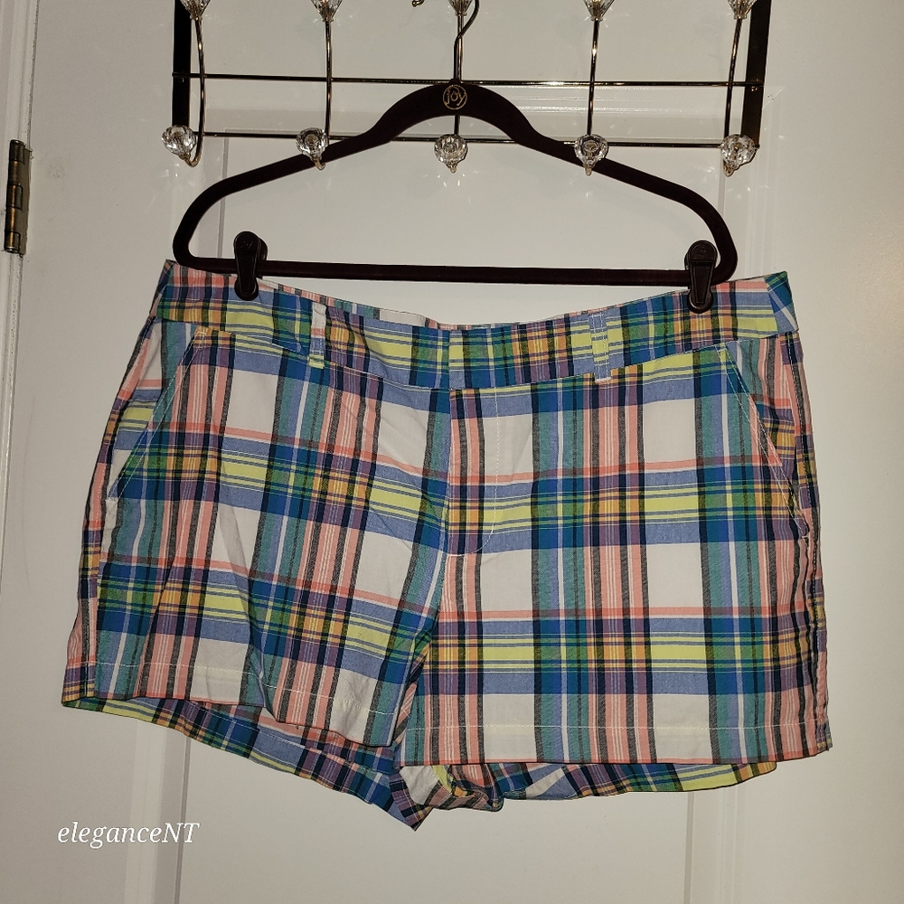 GAP Pink/Blue Plaid Khaki Lightweight Summer Shorts Sz: 16 NWT - Picture 7 of 8